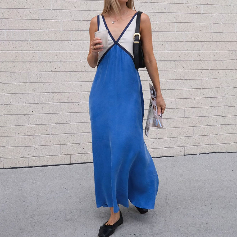 Robe maxi femme avec décolleté en V profond et design asymétrique Chic und Stil