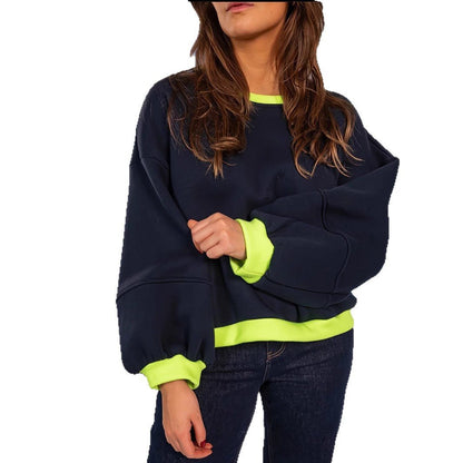 Pull oversized décontracté pour femmes avec détails contrastés Chic und Stil