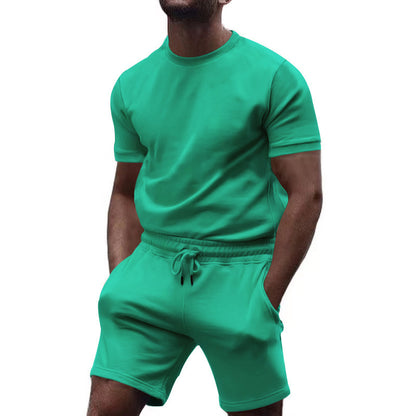 Short sleeve sports set for men with elastic waist Chic und Stil