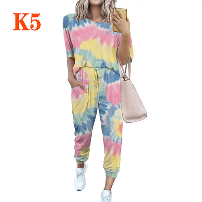 Dames combinaison décontractée légère avec un motif tie-dye frappant et des poches pratiques Chic und Stil