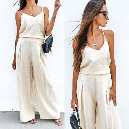 Dames haut élégant et large pantalon ensemble Chic und Stil