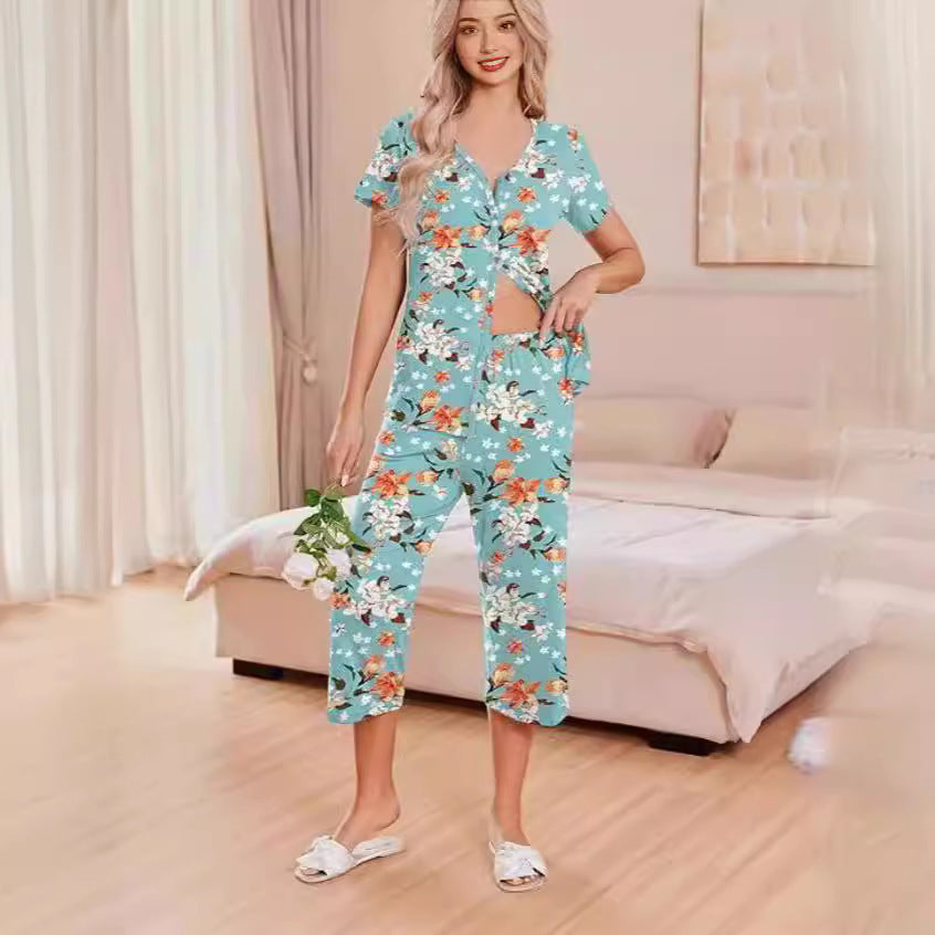 Women's pajamas set with short sleeves and comfortable pants Chic and Style
