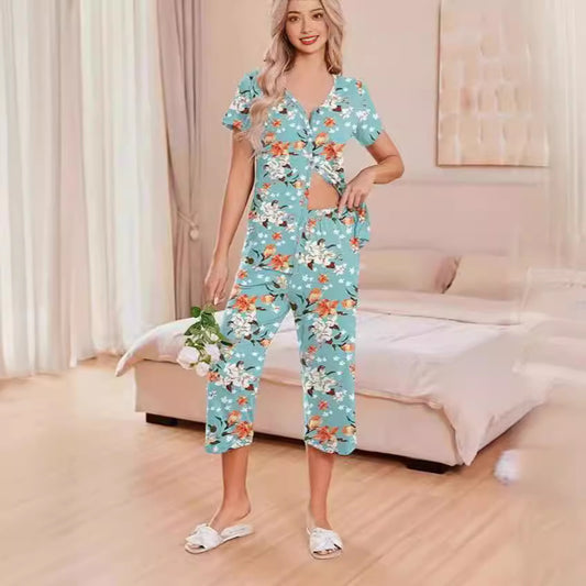 Women's pajamas set with short sleeves and comfortable pants Chic and Style