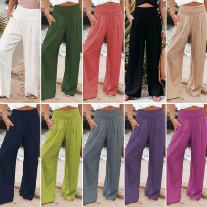 Light linen pants for women with elastic waist and wide fit Chic und Stil