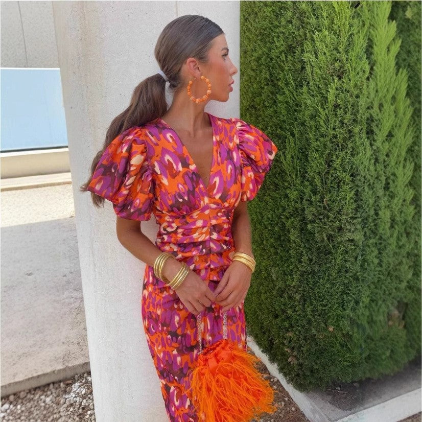 Robes enveloppantes à manches bouffantes élégantes pour femmes Chic und Stil