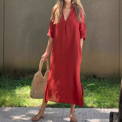 Robe d'été hippie pour femmes avec décolleté en V et manches larges Chic und Stil