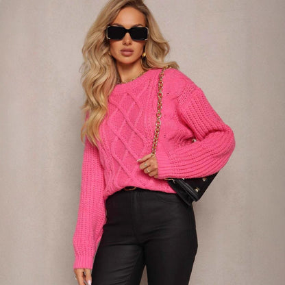 Pull en maille chunky décontracté pour femmes avec un design de tresse moderne et une coupe confortable Chic und Stil