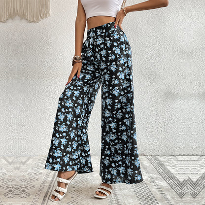 Pantalons à fleurs à jambes larges pour femmes Chic und Stil