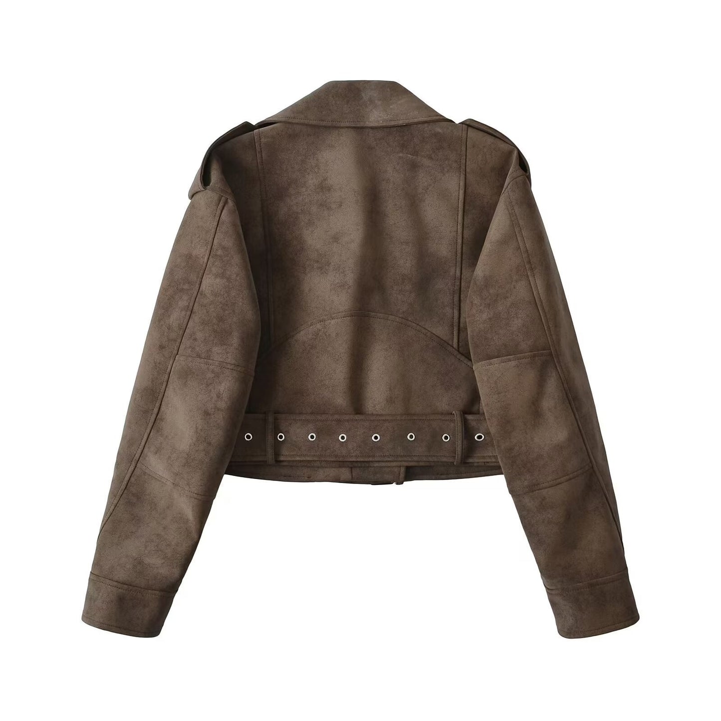 Dames en simili cuir bikerjacke dans un design cropped à la mode avec des poches pratiques Chic und Stil