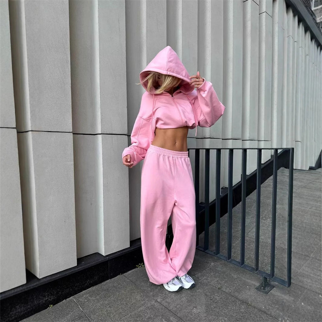 Oversized casual hoodie set for women and wide jogger pants Chic und Stil