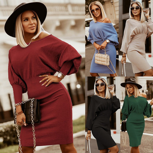 Robe tricot légère et élégante pour femme avec des manches dépassées Chic und Stil