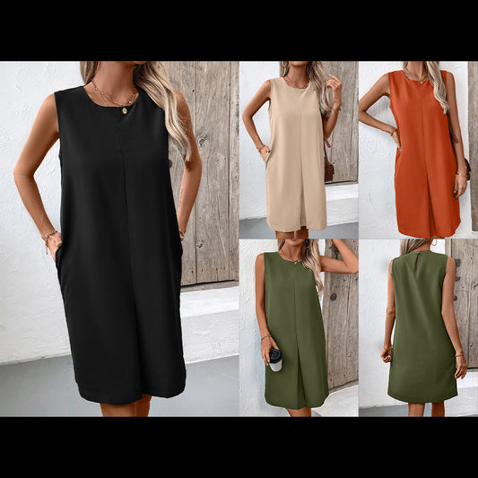 Robe sans manches pour femmes avec poches latérales pratiques Chic und Stil