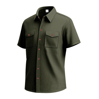 Chemise à manches courtes pour hommes avec un motif rayé pratique et deux poches poitrine Chic und Stil