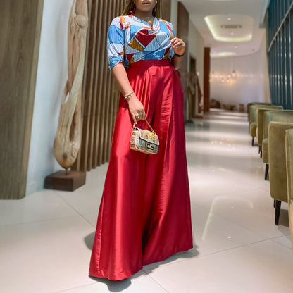 Dames Élégant Combinaison avec motif géométrique frappant et jambe large Chic und Stil