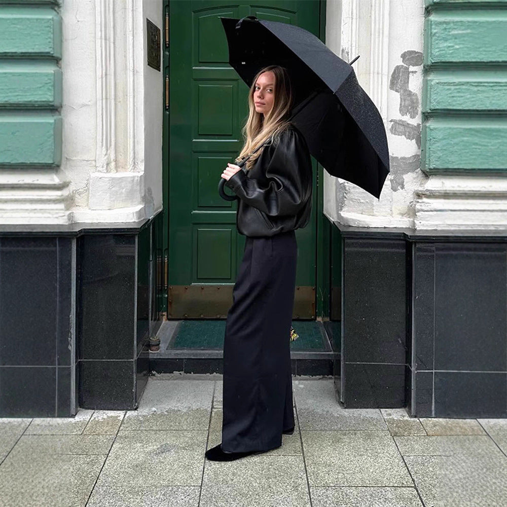 Veste blazer en cuir pour femmes avec manches bouffantes Chic & Stil