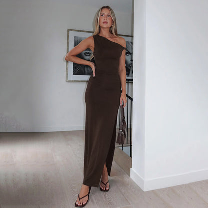 Robe maxi asymétrique à une épaule Chic und Stil pour femmes