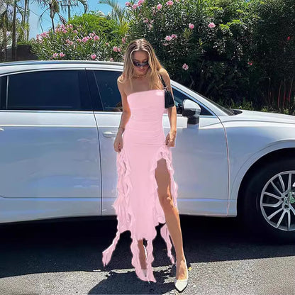 Robe maxi à fronces pour dames avec ourlet asymétrique Chic und Stil