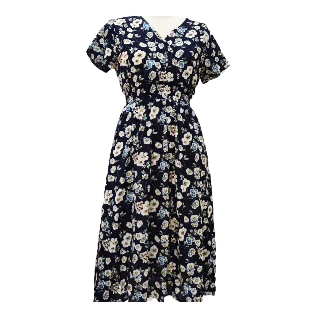 Robe maxi pour femmes avec des motifs floraux et une taille élastique Chic und Stil