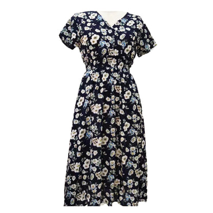Robe maxi pour femmes avec des motifs floraux et une taille élastique Chic und Stil