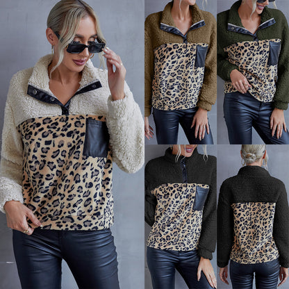 Femme Pull en polaire douillet avec détails en suède Chic und Stil