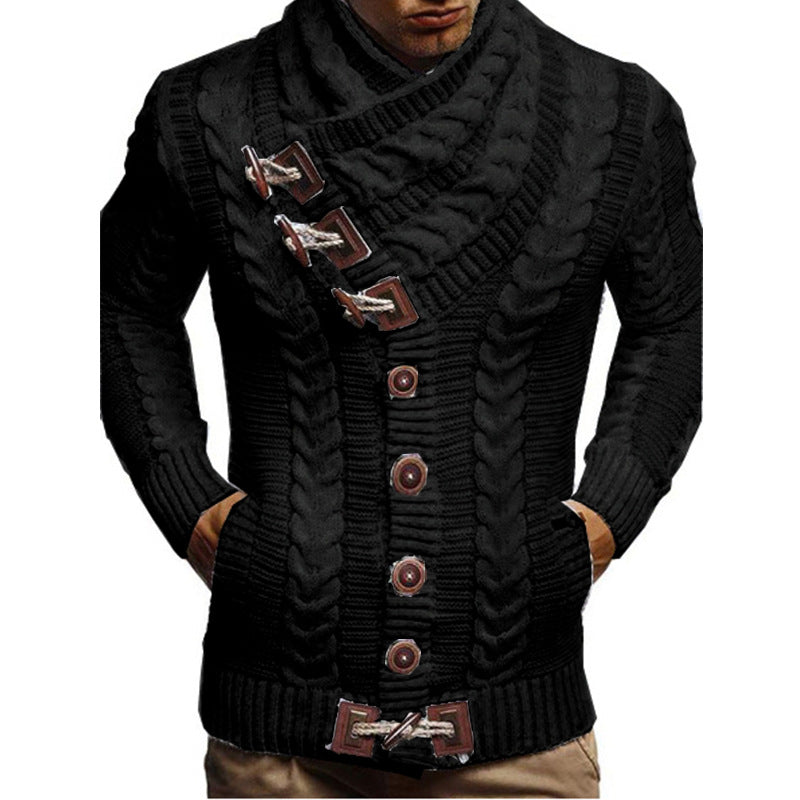 Men's knitted jacket with large collar and twisted pattern Chic and Style