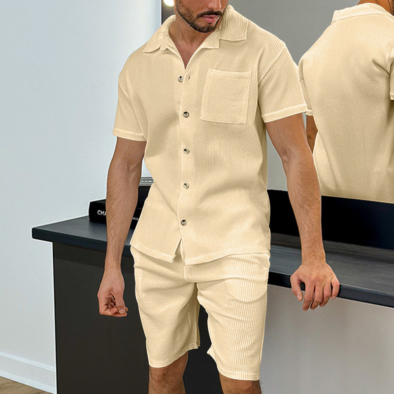 Hommes Ensemble court à manches stylées avec design texturé Chic und Stil