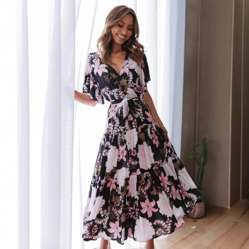 Chic and Stylish Women's Floral Ruffle Maxi Dress