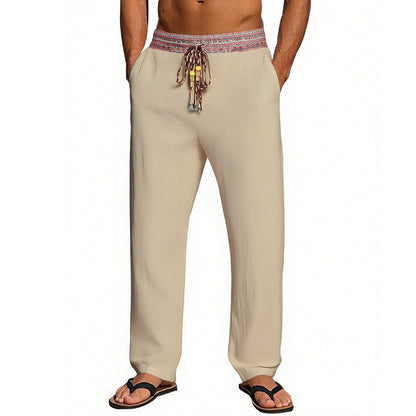 Men's Casual Beach Pants with Elastic Waist and Decorative Drawstring Chic and Style