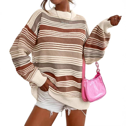 Pull-over oversized rayé pour femmes avec encolure ronde et coupe décontractée Chic und Stil