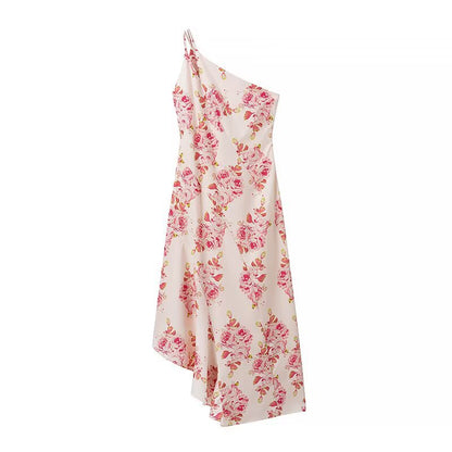 Robe maxi pour femmes avec coupe asymétrique et motif floral Chic und Stil