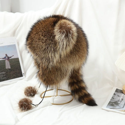 Women Cozy faux fur hat with side pom poms Chic and Style