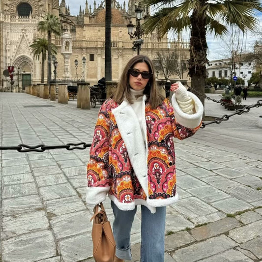 Dames gilet matelassé avec motif coloré et doublure douce Chic und Stil