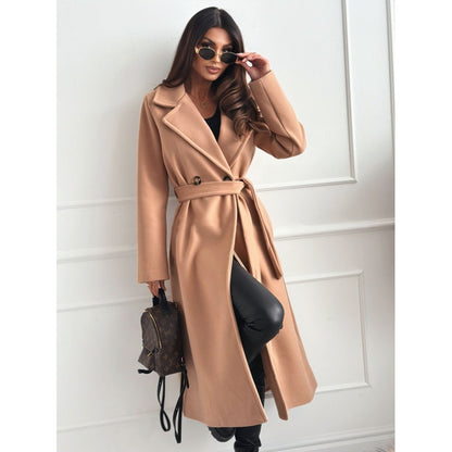 Dames élégant trench-coat cintré avec col fermé et ceinture Chic und Stil