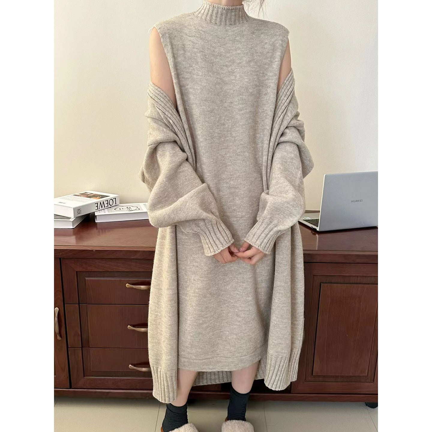 Robe en tricot à capuche décontractée pour femmes Chic und Stil