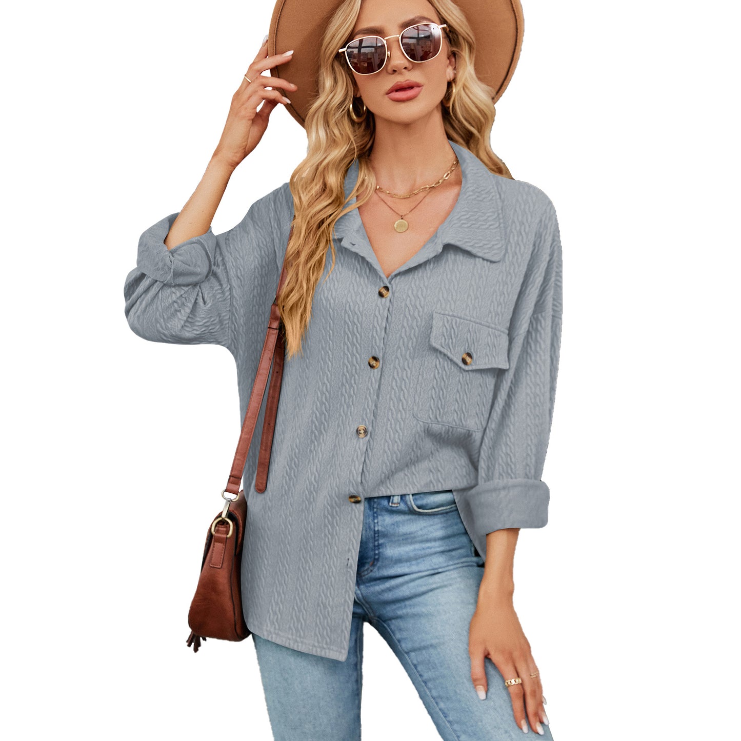 Chemise overshirt décontractée pour femmes avec design structuré Chic und Stil