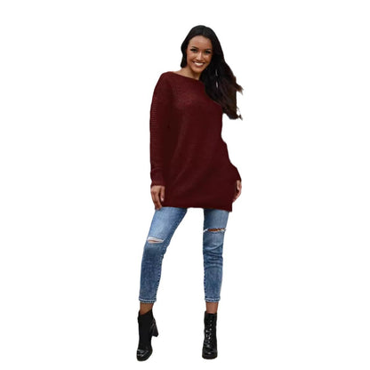 Pull en tricot décontracté pour femmes avec encolure large et structure en côte Chic und Stil