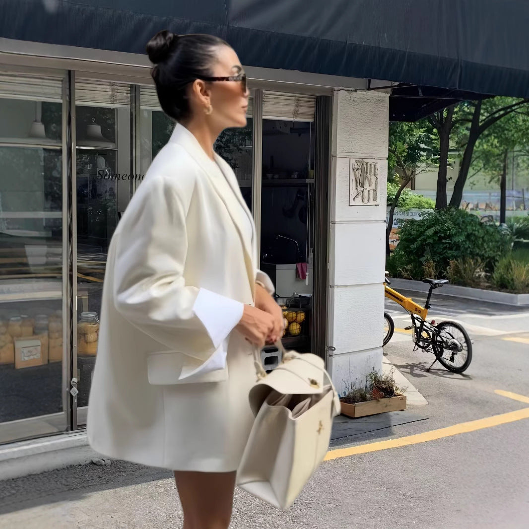 Dames Élégante Veste Blazer Oversize avec poches pratiques Chic und Stil