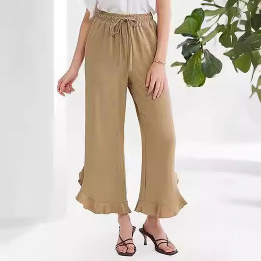 Pantalon de loisir pour femmes, coupe ample avec ourlet fluide et taille élastique Chic und Stil