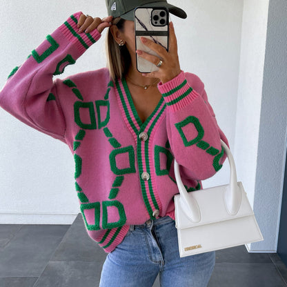 Cardigan féminin tricoté avec motif texturé et détails de boutons Chic und Stil