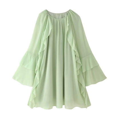 Robe maxi aérée pour femmes avec des détails de volants volumineux Chic und Stil