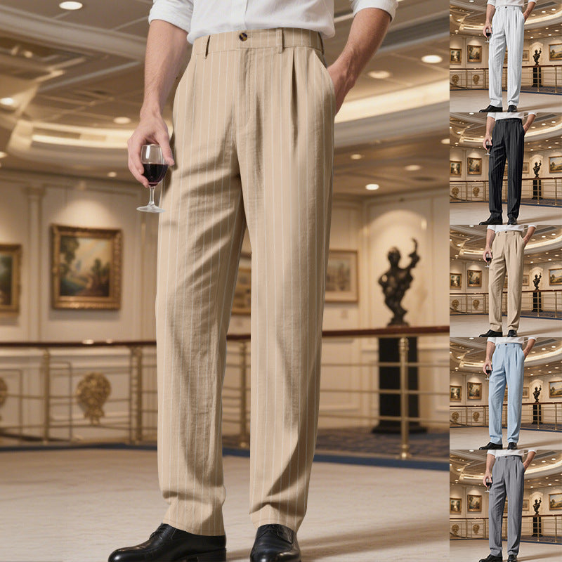 Pantalon de costume élégant pour hommes avec un fin motif à fines rayures et un grand confort de port Chic und Stil