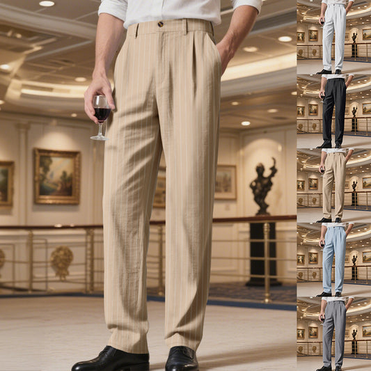Pantalon de costume élégant pour hommes avec un fin motif à fines rayures et un grand confort de port Chic und Stil