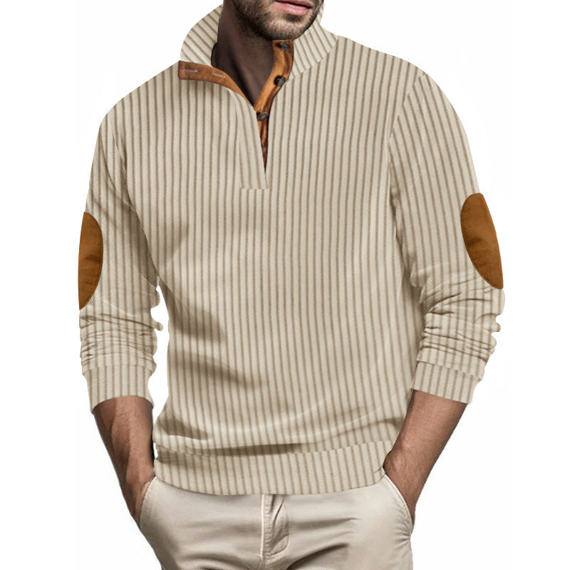Quilted pullover for men with textured design and contrasting patches Chic and Style