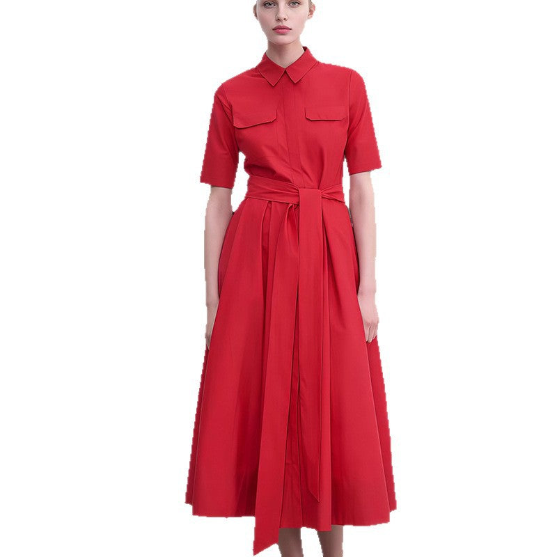 Robe chemise pour femmes avec ceinture cintrée et détails classiques Chic und Stil