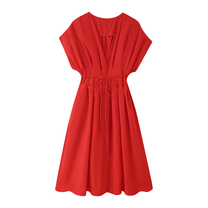 Robe midi pour femmes avec un élégant effet wrap et une coupe fluide Chic und Stil