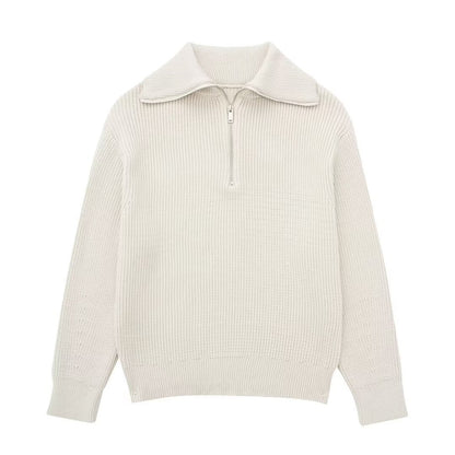 Pull en tricot pour femmes avec col montant et fermeture éclair Chic und Stil