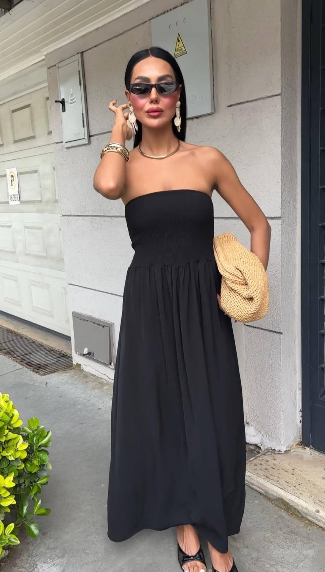 Robe maxi sans manches pour femmes avec un haut froncé Chic und Stil