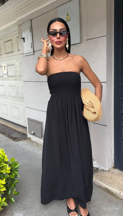 Robe maxi sans manches pour femmes avec un haut froncé Chic und Stil
