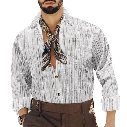 Hommes élégant chemise rayée avec po pocket et col à la mode Chic und Stil