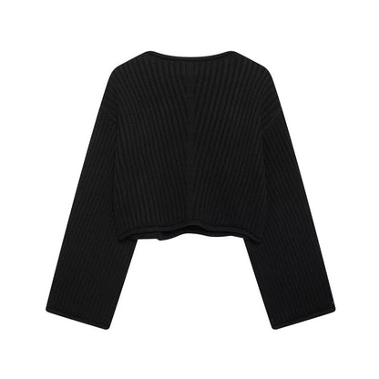 Pull-over tricot cropped pour femmes avec design texturé Chic und Stil